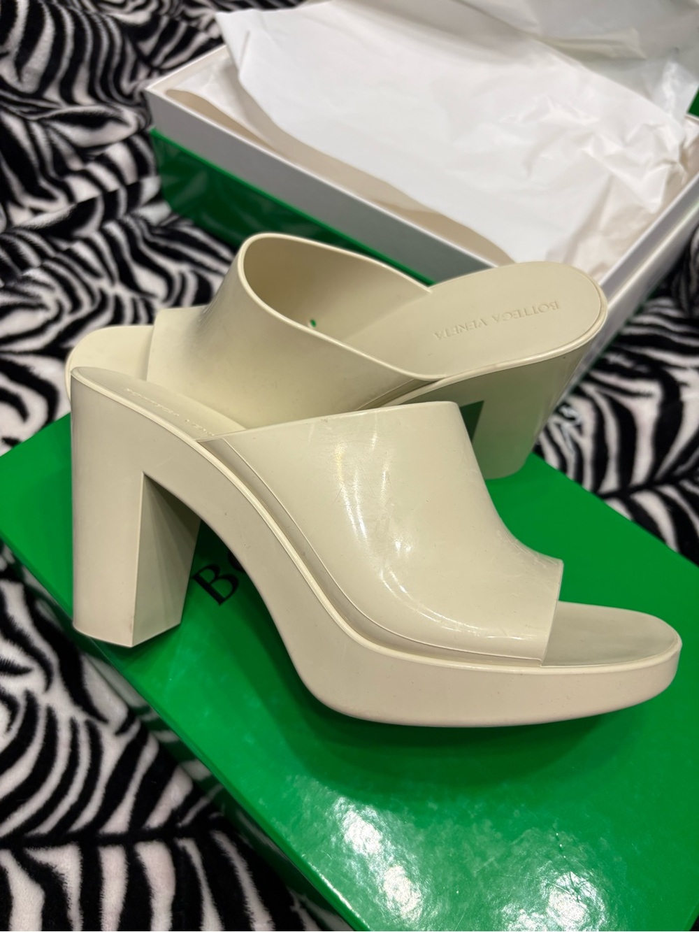 Bottega Veneta Ivory Platform Mule Heels